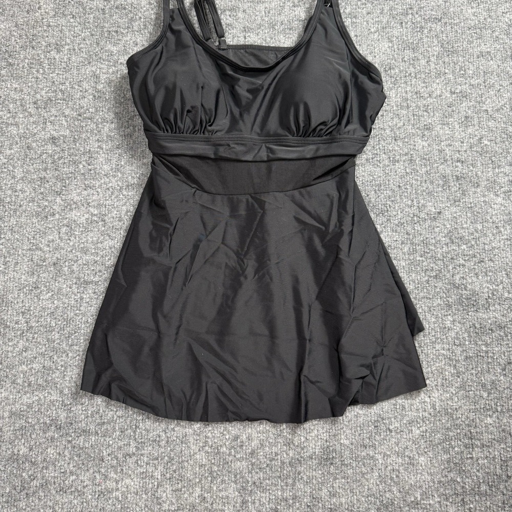 Black 2 Piece Tankini Swimsuit Set Modest Swim Dress Boy Shorts Bikini Bottoms - Picture 2 of 14